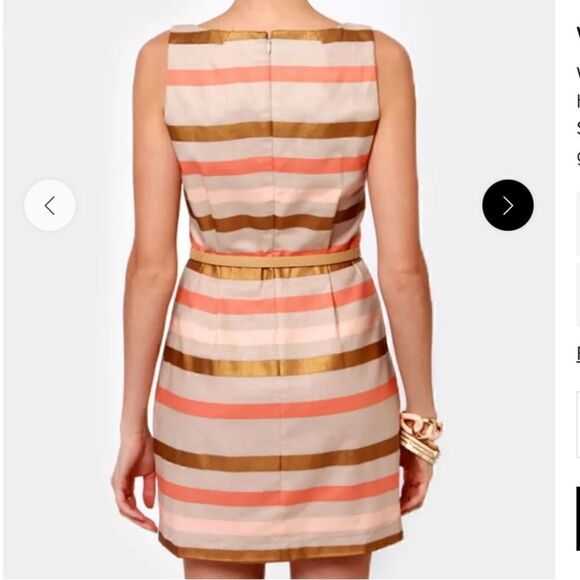 Take 50% OFF- BB Dakota Baige Striped Mini Dress, Size-6 - Picture 3 of 12